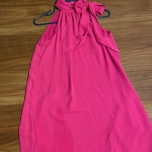 Cece hot pink dress with wrap high neck
